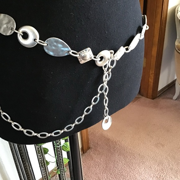 Silver Link and Disc Chain Belt - Metallic Waist Chain - Picture 5 of 8